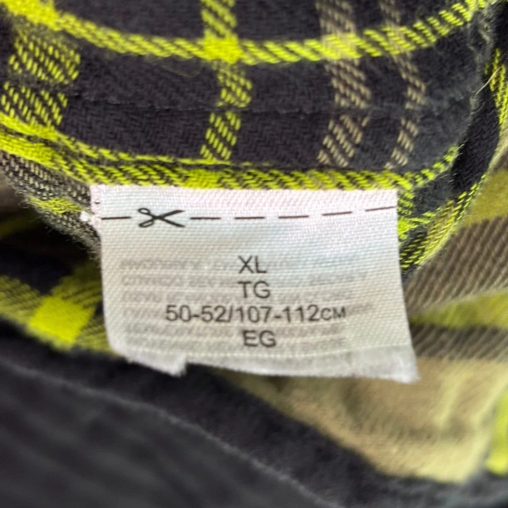 Banana Republic Mens Shirt XL Black Plaid Lining Untucked Slim Fit Long Sleeve